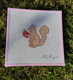 Strawberry Garden Squirrel Needlepoint Canvas (13-Mesh)