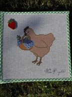 Blueberry Basket Hen Needlepoint Canvas (18-Mesh)